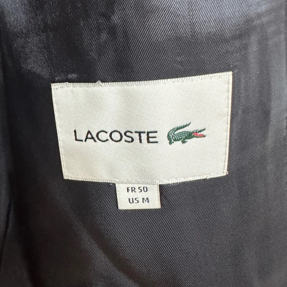 Lacoste Sport Coat Mens Medium 40 Navy Blue Wool Blend Pick Stitch Blazer Preppy